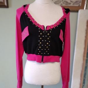 Platinum Plus Studded Pink Hoodie Sweater Size XL